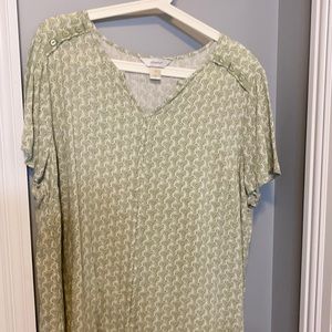 CJ Banks light green and white blouse